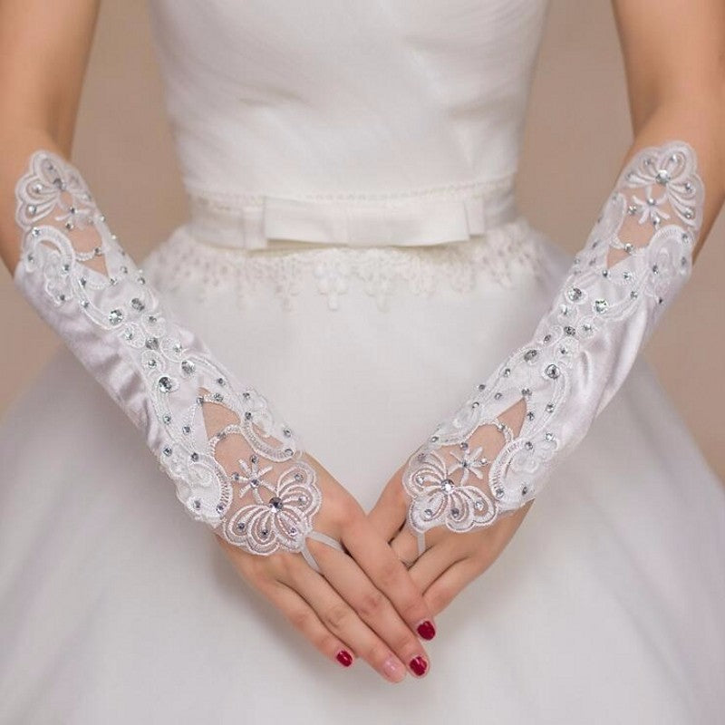 Cheap Satin Bride Bridal Gloves