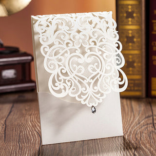 Rhinestone & Laser Cut Flower  Invitation