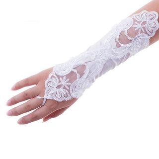Wedding Lace Fingerless Beading Gloves