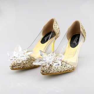 Thin Heel Rhinestone Butterfly Shoes