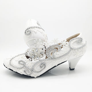 Round Toe Lace Flower Shoes